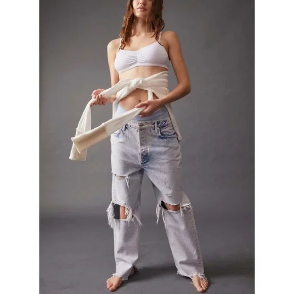 🎉LAST CHANCE🎉 NWT Free People Tapered Baggy Boyfriend Jeans / Purple Rock - Picture 8 of 10